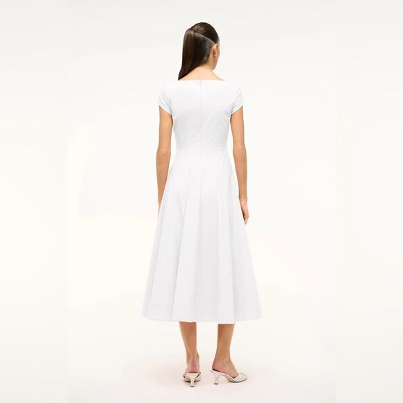 Staud Short Sleeve Wells Dress in White 6 - Picture 6 of 9